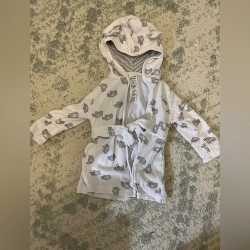 Carters Baby Bath Robe with Tie and Hood